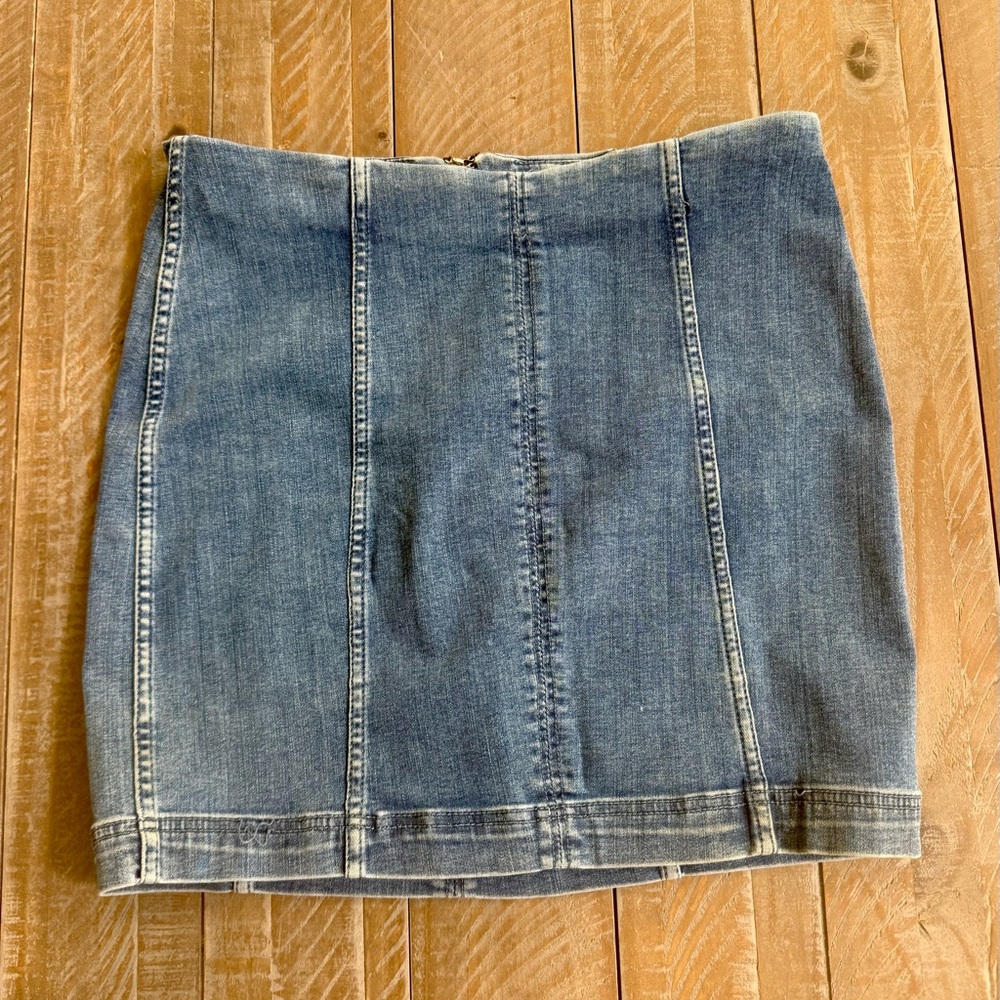 Free People Zipper Jean Skirt